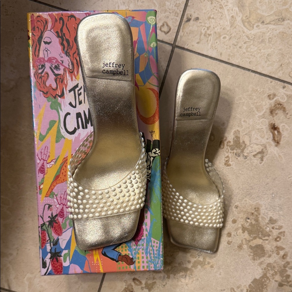 Jeffrey Campbell Gold Pearl Embellished Heels